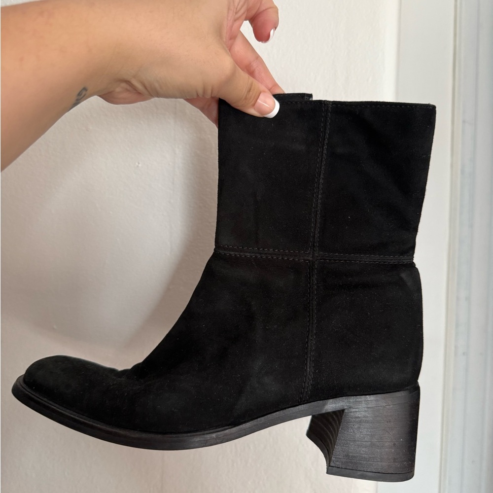 Black Coach Suede Women’s Mid-Heel Ankle Boot